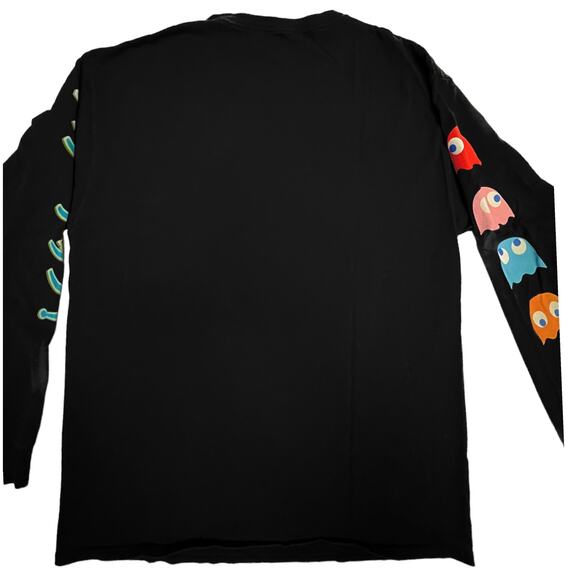 Pac-Man Graphic Long Sleeve Shirt Men’s M – Ghosts & Japanese Print Sleeves - Picture 7 of 9